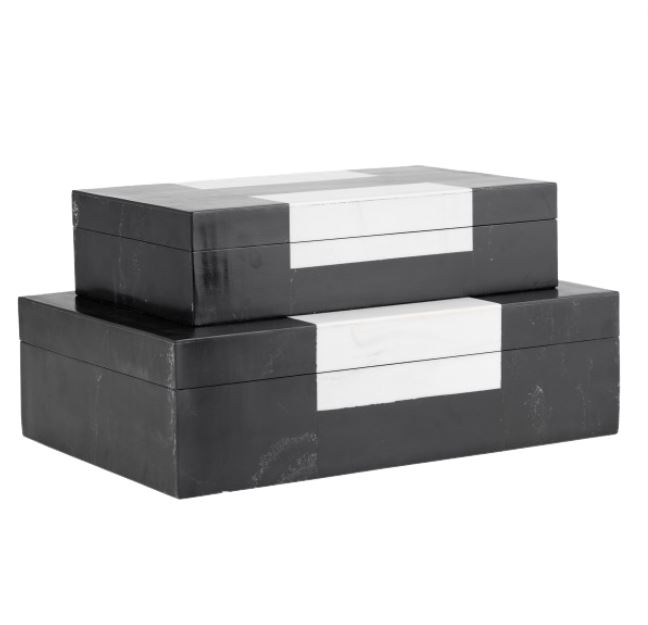 Resin Box Black and White 10in