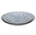 Metal Round Plates Ivory/Blue 21in