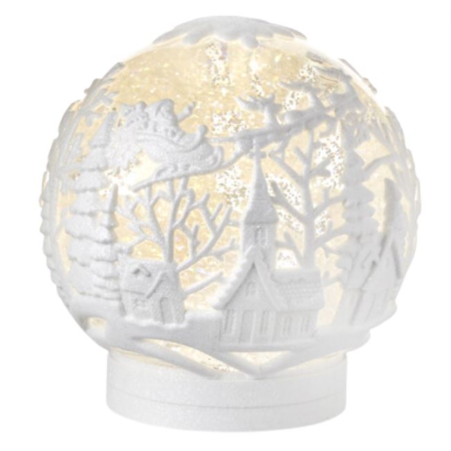 Town Scene Lighted Swirling Glitter Embossed Water Globe 6.25in