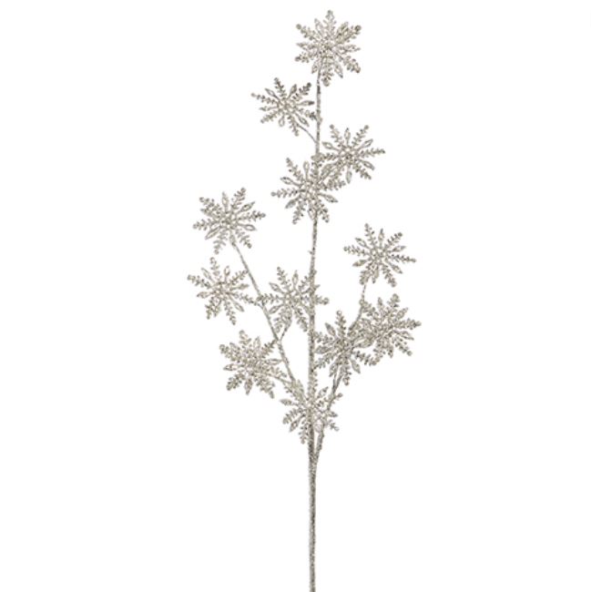 Glittered Snowflake Spray 30in