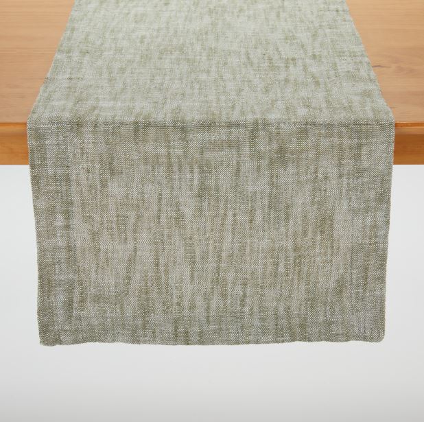 Chambray Olive Table Runner 72x14 in