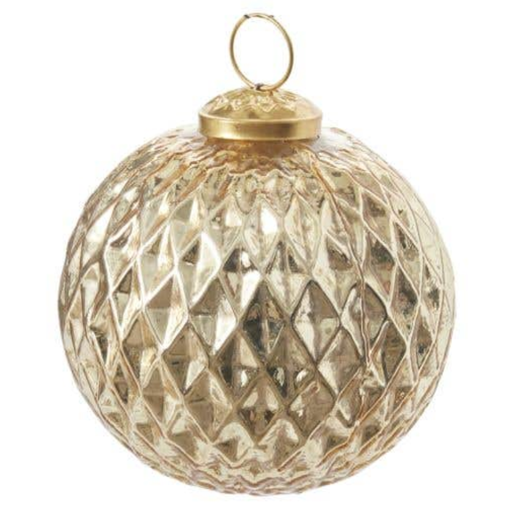 Diamond Etched Globe Ornament 4in