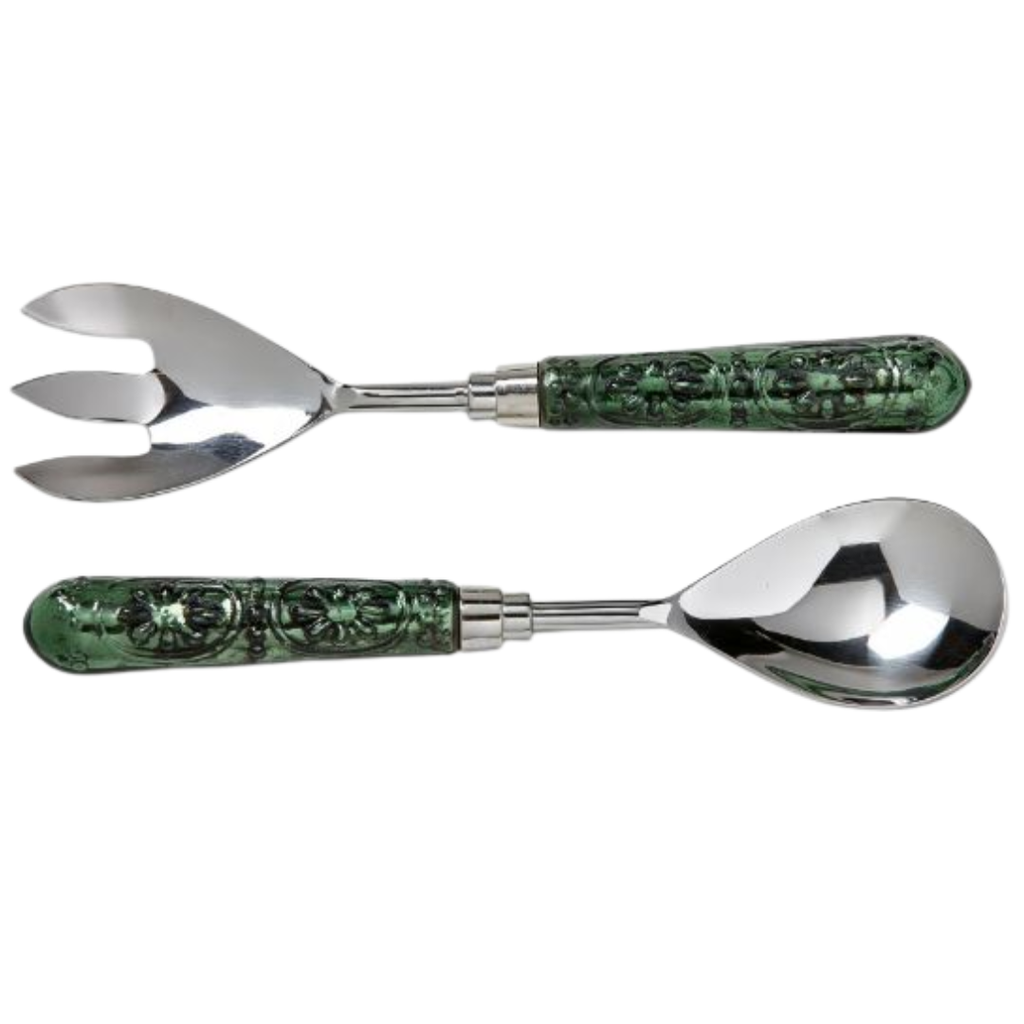 Glass Handle Salad Server 2pc