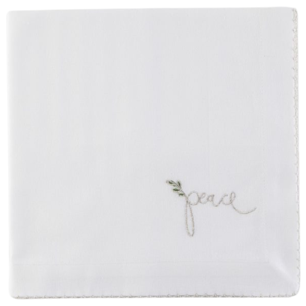 Sentiment Peace Napkin-Embroidered