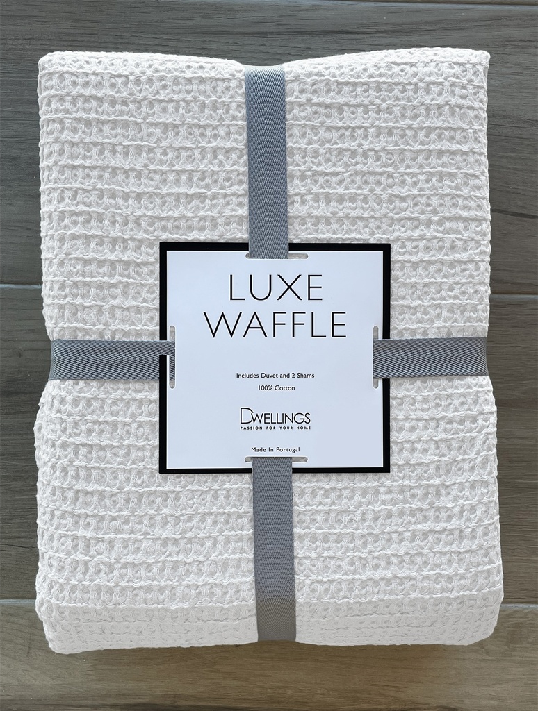 Luxe Waffle Queen Duvet Set White