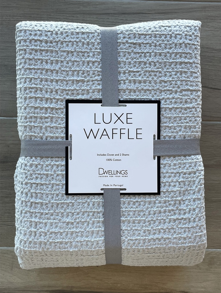 Luxe Waffle Duvet Set Silver King 3pc