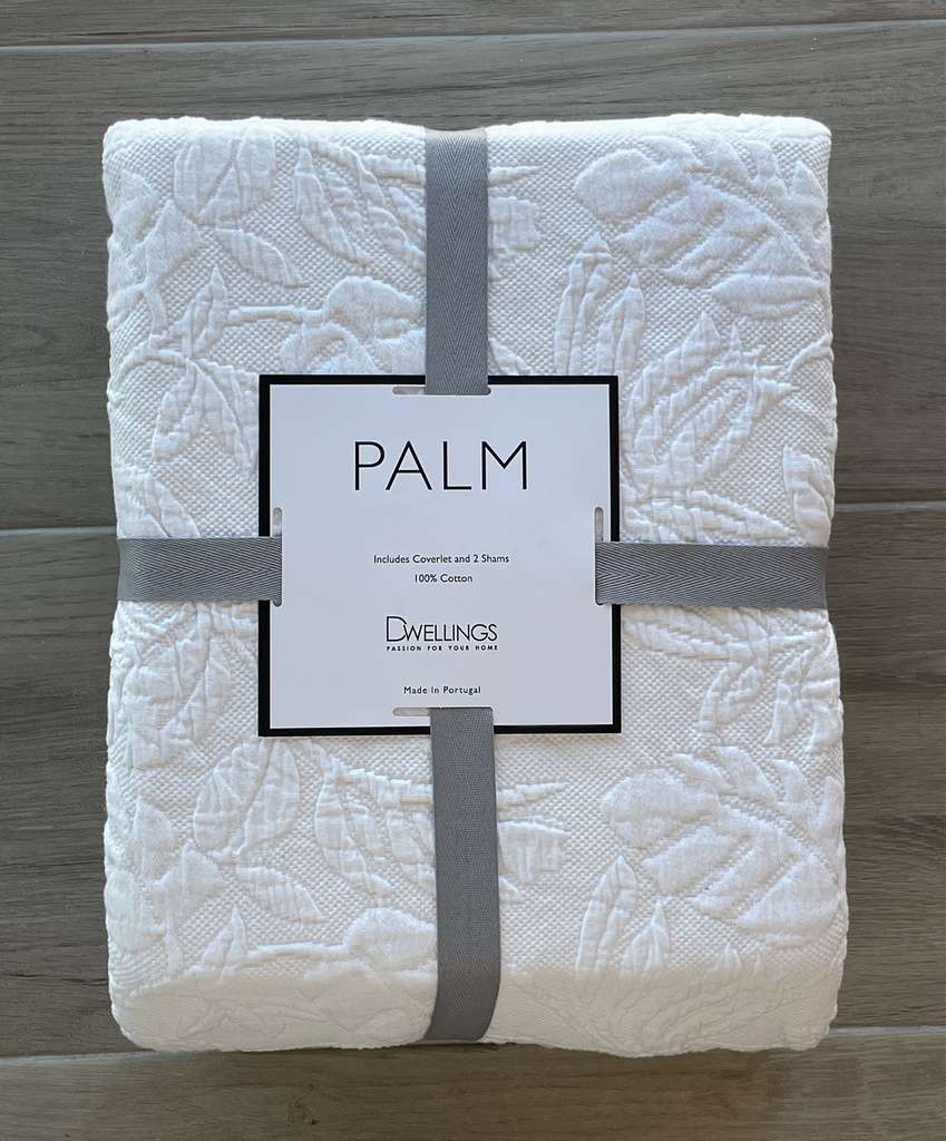 Palm King Coverlet Set White
