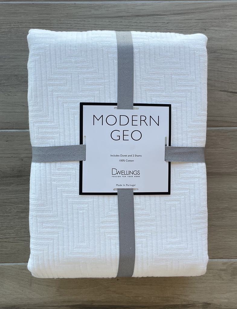 Modern Geo King Duvet Set White