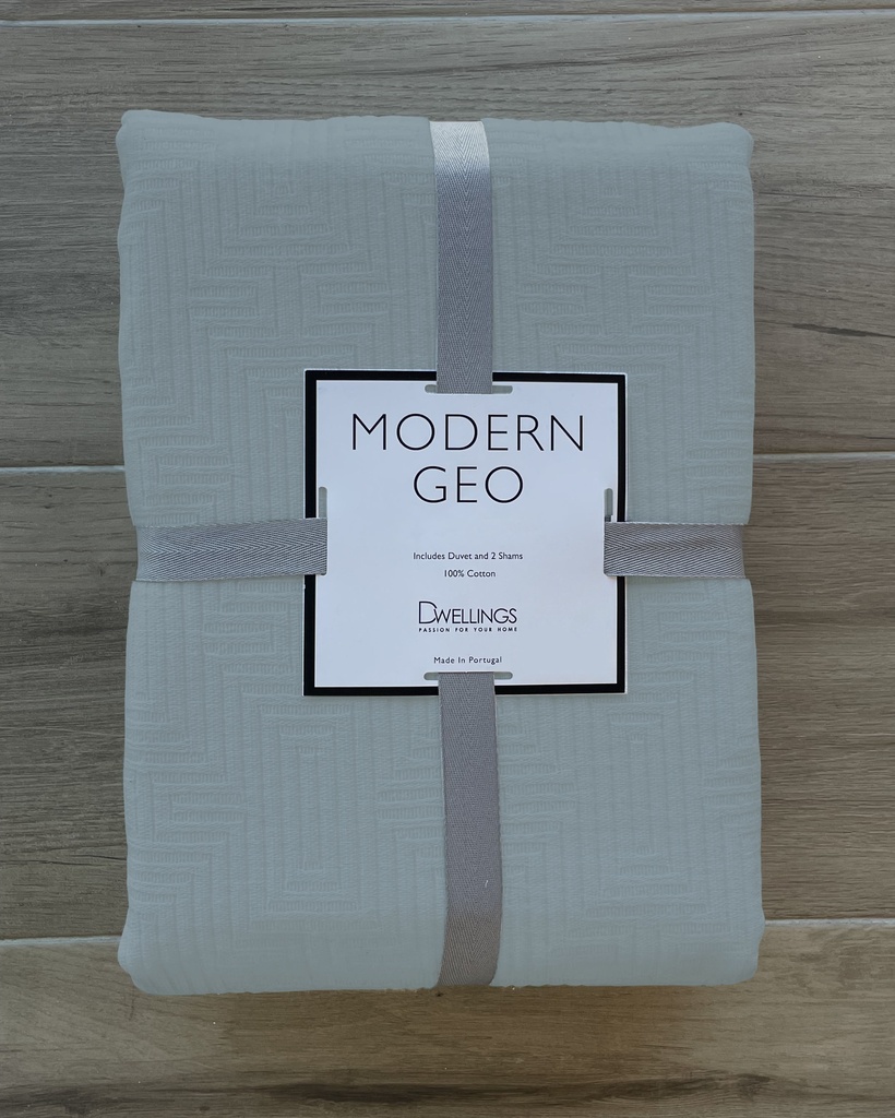 Modern Geo King Coverlet Set Silver