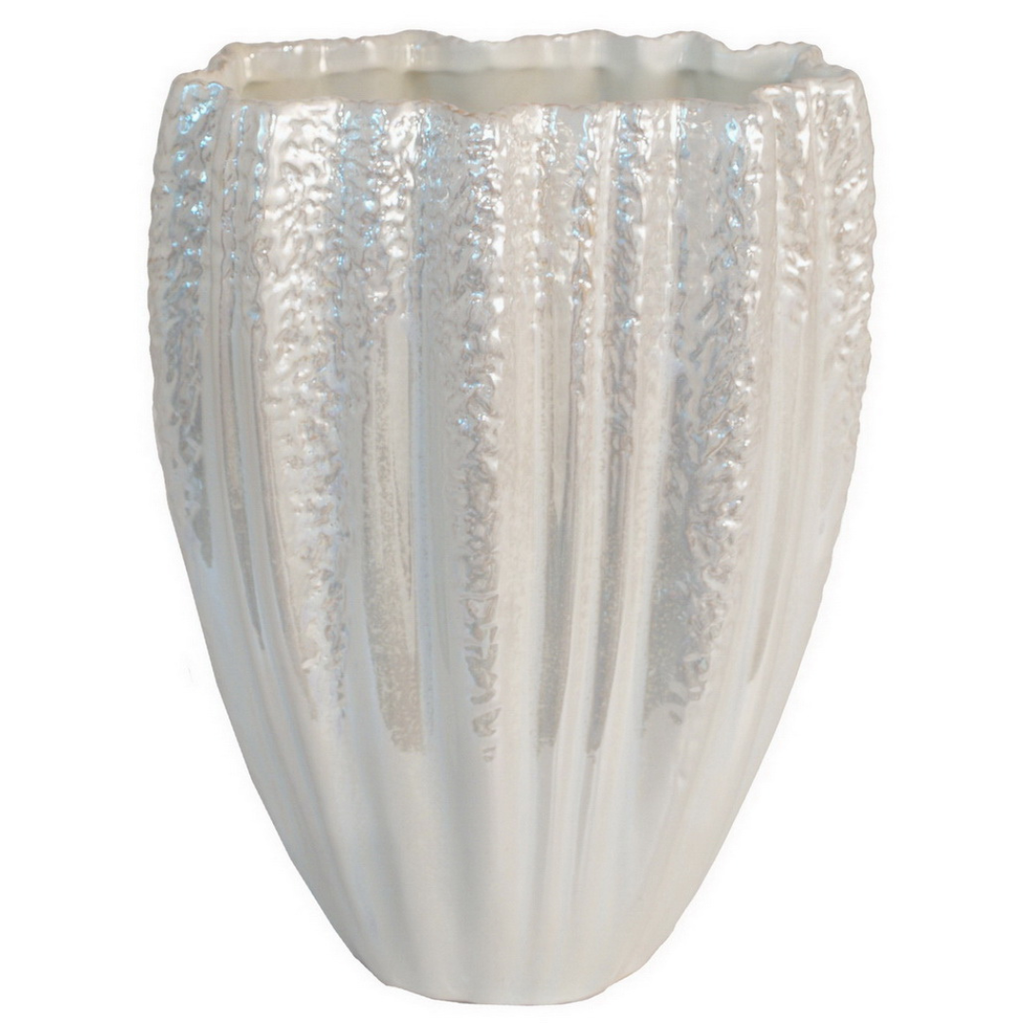Fluted Ceramic Vase 14in