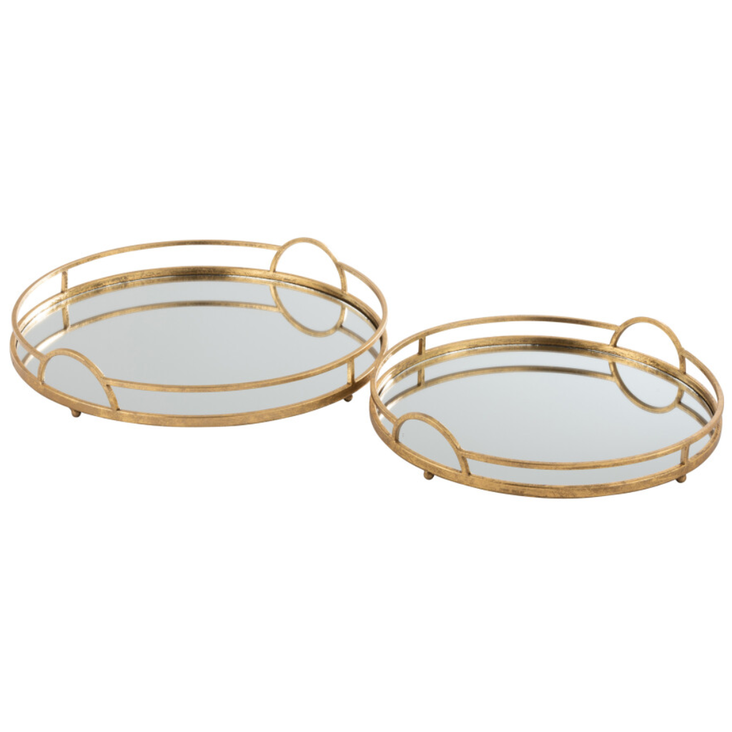 Gold Mirrored Round Tray 18in