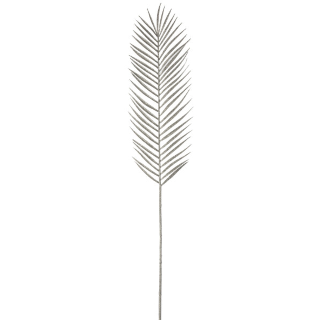 Silver Glittered Palm Branch 40in