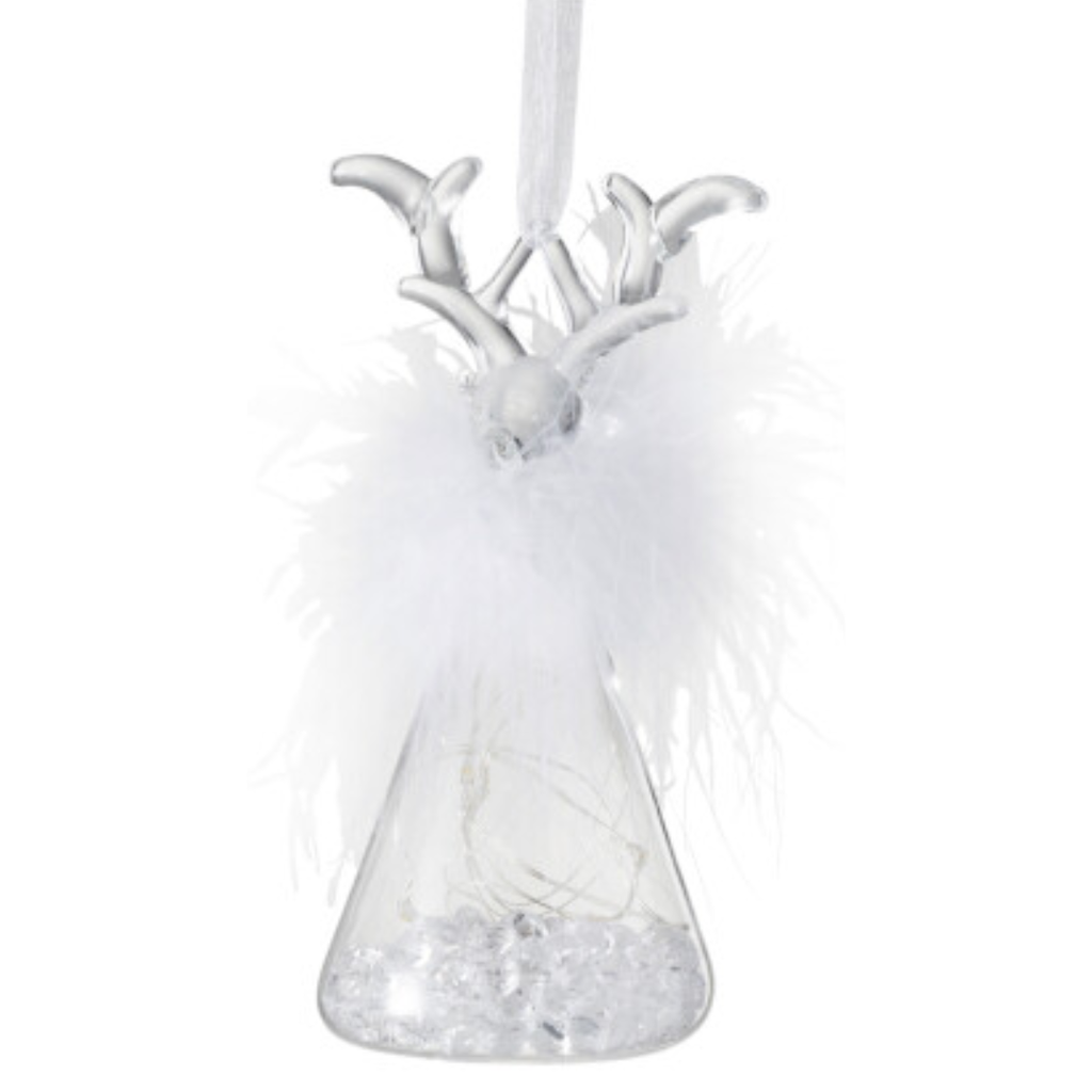 Led Glass Reindeer Ornament 6in