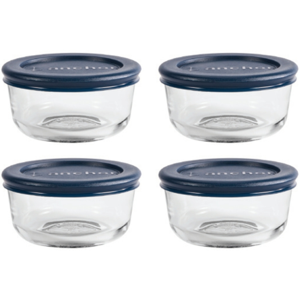 Anchor Hocking SnugFit® Round Food Storage Value Pack Navy 1 Cup 8pc