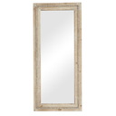 Brown Wood Distressed Wall Mirror w/ Beaded Detailing 24x54in