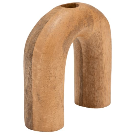 [168650-TT] Wooden Horseshoe Vase Brown 6in