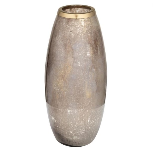 [168681-TT] Glass Metal Ring Vase Champagne 18in
