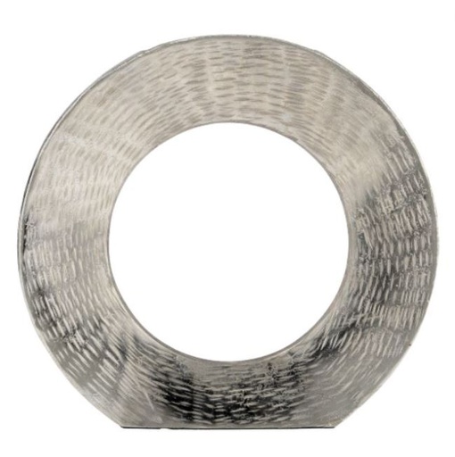 [168707-TT] Metal Round Open Top Vase Silver 11in