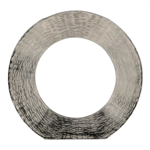[168708-TT] Metal Round Open Top Vase Silver 14in