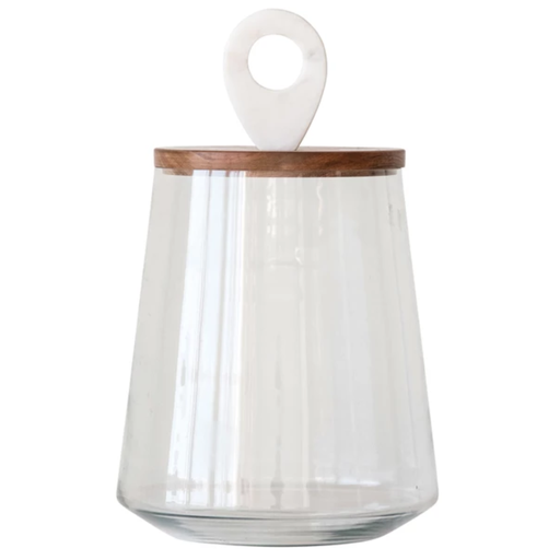 [168484-TT] Round Glass Storage Jar 7in