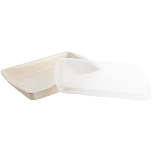 [169358-TT] Core Home Rectangular Cake Pan Set with Lid Cream Speckle 2pc