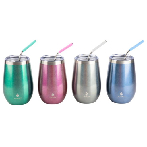 [169386-TT] Core Home Imperial Wine Tumbler with Silk Tip Straw Glitter Finish