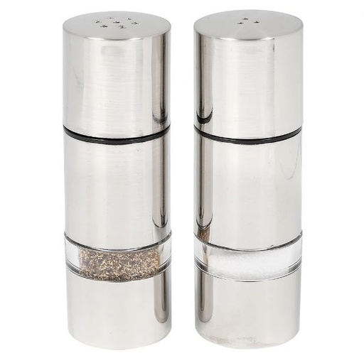 [169221-TT] Euro Brushed Steel and Clear Salt & Pepper Shakers