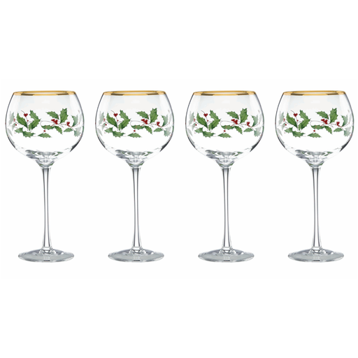 [169716-TT] Lenox Mistletoe Green Balloon Wine Glass Set of 4
