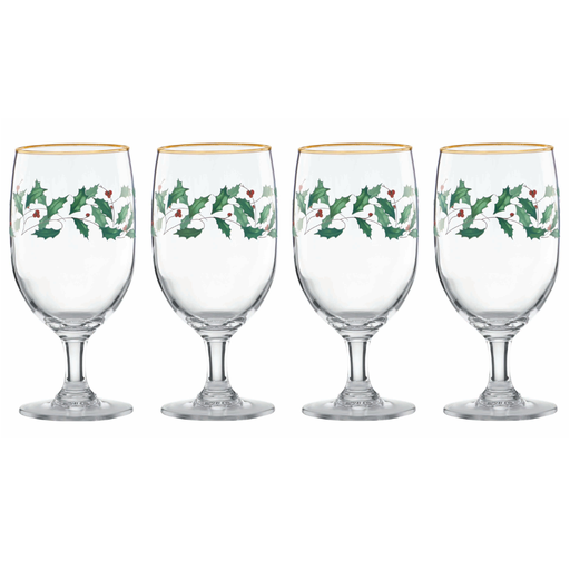 [169717-TT] Lenox Mistletoe Green Iced Beverage Drinking Glass Set of 4
