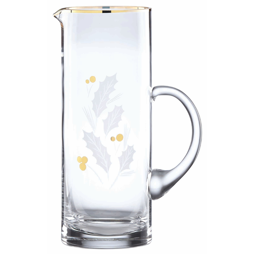[169720-TT] Lenox Mistletoe Gold Glass Beverage Pitcher 48oz