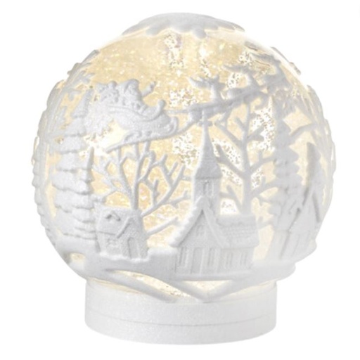 [169788-TT] Town Scene Lighted Swirling Glitter Embossed Water Globe 6.25in