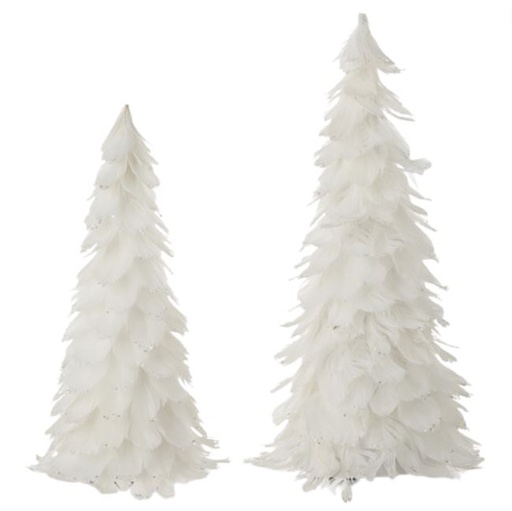 [169790-TT] White Feather Tree 14.75in