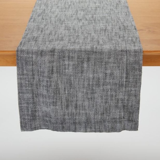 [170125-TT] Chambray Black Table Runner 72x14 in