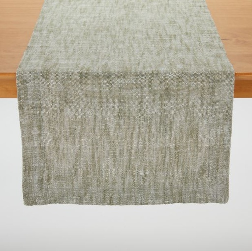 [170126-TT] Chambray Olive Table Runner 72x14 in