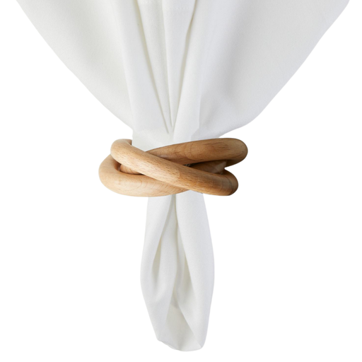 [170136-TT] Wooden Natural 3-Ring Napkin Ring