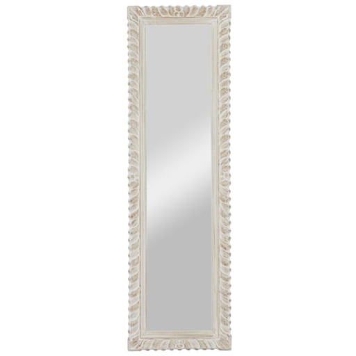 [170853-TT] Whitewashed Mango Wood Leaf Mirror 21x70in