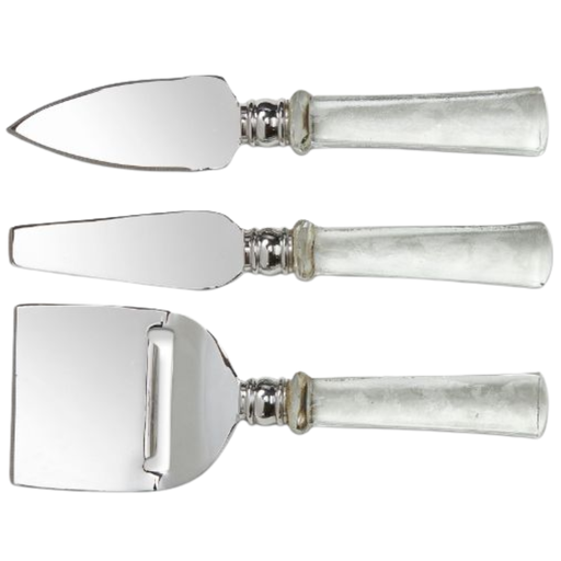 [171095-TT] Glass Handle Cheese Utensil Clear 3pc