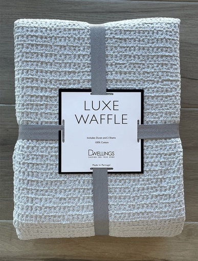[171232-TT] Luxe Waffle King Duvet Set Silver
