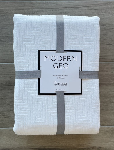 [171245-TT] Modern Geo Duvet Set White Queen 3pc