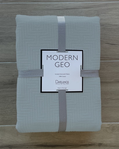 [171248-TT] Modern Geo Queen Duvet Set Silver