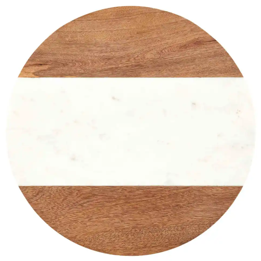 [171394-TT] Marble And Wood Lazy Susan