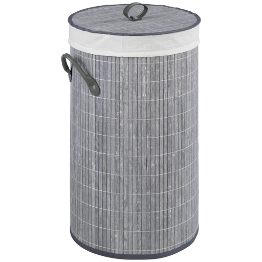 [171513-TT] Grey Round Bamboo Laundry Bin