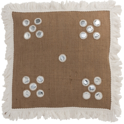 [171638-TT] Jewelled Jute Pillow 18in