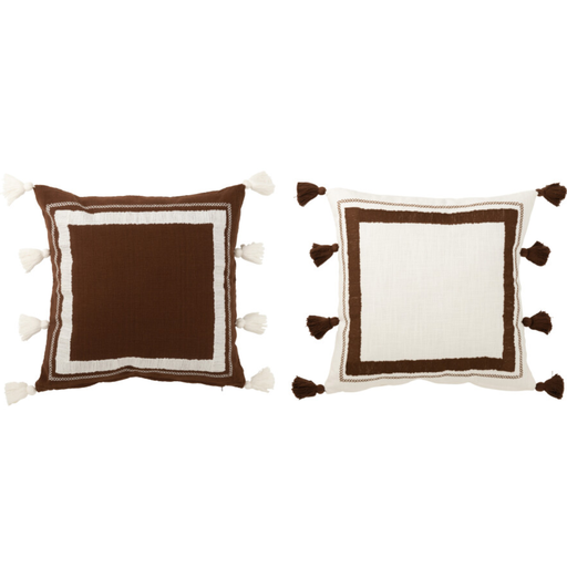 [171658-TT] Brown Tassel Pillow Assorted 20in