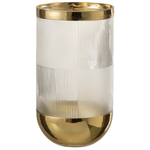 [171664-TT] Textured Cylinder Vase w/ Gold 10in
