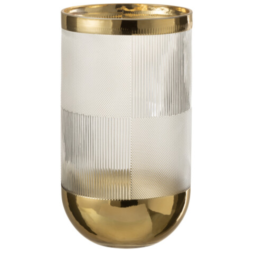 [171664-TT] Textured Cylinder Vase with Gold 10in