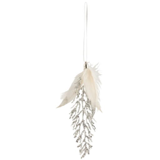 [171716-TT] Glittered Feather Ornament 7in