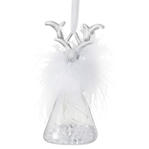 [171788-TT] Led Glass Reindeer Ornament 6in