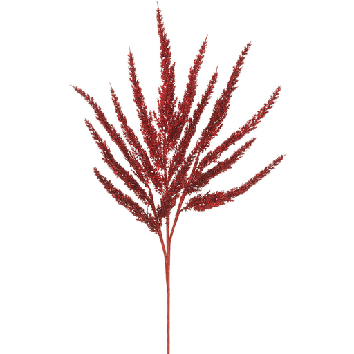 [171986-TT] Glittered Reed Grass Spray Red 30in