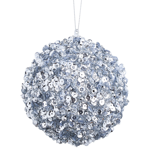 [171992-TT] Silver Sequined Ornament 4in